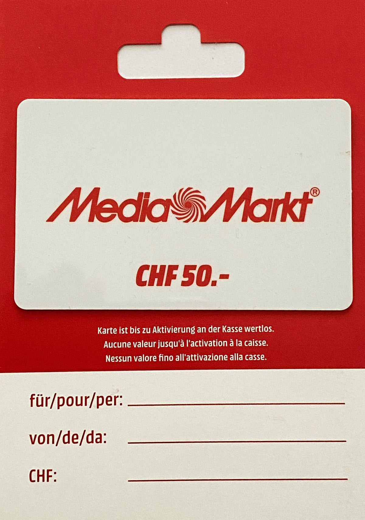 Carte cadeau Media Markt CHF 50.-
